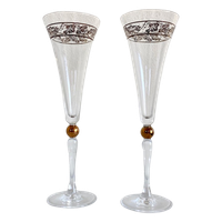 Paar Godiva Kristallen Champagne Glazen - Millennium - 24K