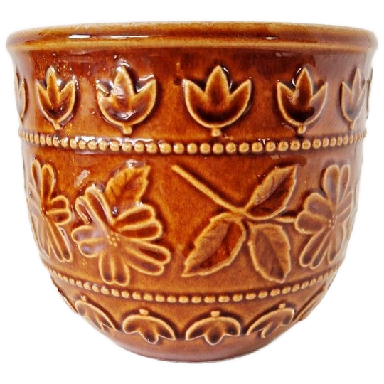 Vintage Bloempot Met Relief Blaadjes Retro Pot 1