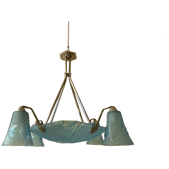 Lamp Hanglamp Art Deco 1930 Degué Gesigneerd Frans 1