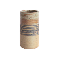 Cylindrical Ceramic Vase With Earthy Color Tones By Tue Poulsen, Denmark 1970S.