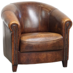 Comfortabele En Karaktervolle Schapenleren Clubfauteuil Met Een Prachtige Kleurstelling thumbnail 1