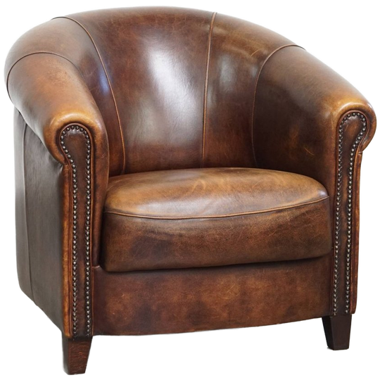 Comfortabele En Karaktervolle Schapenleren Clubfauteuil Met Een Prachtige Kleurstelling 1
