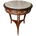 Klassieke Sierlijke Bijzettafel, Plantentafel, Wandconsole Marmeren Blad En Missing Versieringen Afm. 60x60cm En 81cm Hoog thumbnail 1