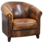 Unieke En Tijdloze Schapenleren Clubfauteuil Met Een Geweldig Patina thumbnail 1