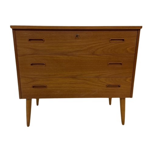 Vintage Deense Ladekast Kastje Jaren 60 Teak Fineer