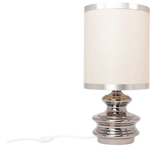 Vintage Zilverkleurig Aardewerken Tafellamp 1