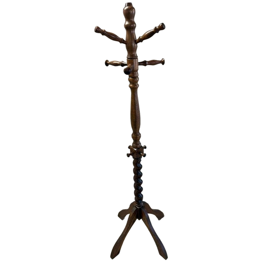 Antieke Eiken Kapstok Met Gedraaid Hout 1