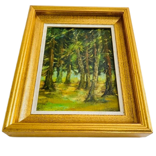 Vintage Olieverf Schilderijtje Bomen 1