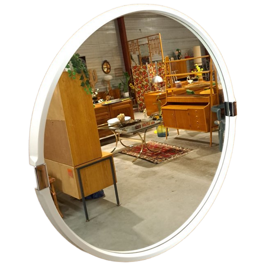 Witte Ronde Kunststof Spiegel Met Chroom 1