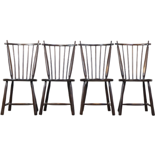 Set Van 4 Vintage Houten De Ster Gelderland Design Spijlen Stoelen 1
