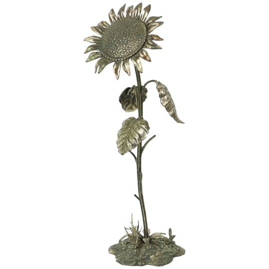 Grote Zonnebloem Asbak Verzilverd Messing S. Agudo 62cm 1