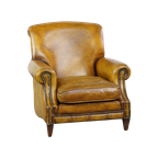 Comfortabele Gele Grote Engelse Stijl Rundleren Fauteuil Met Een Correcte Afwerking Met Siernagel thumbnail 1