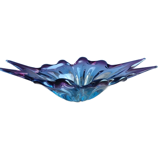 Murano-stijl Glazen Vintage Sierschaal - Blauw Roze 1