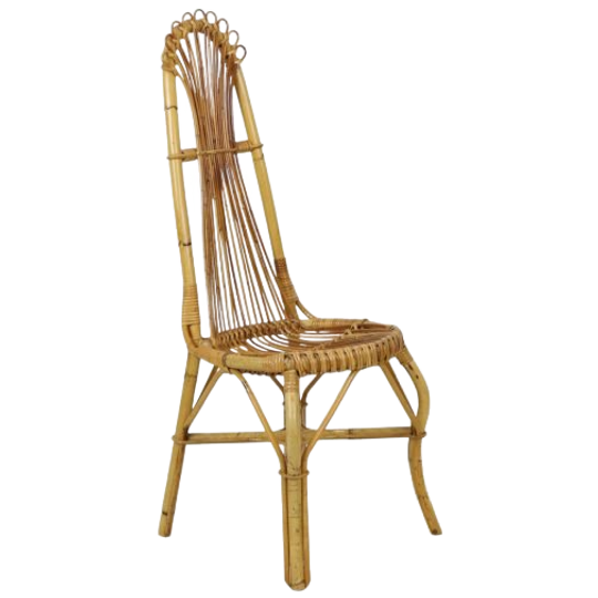 Mid Century Boho Bamboe Rotan Stoel Italiaans Sixties Design 1