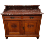 Vintage Antiek Dressoir Commode Ladekast Badkamermeubel Met Marmer Blad 611 thumbnail 1