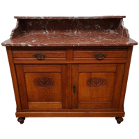 Vintage Antiek Dressoir Commode Ladekast Badkamermeubel Met Marmer Blad 611