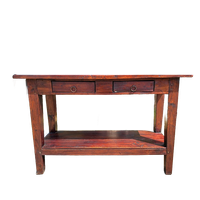 Donker Teakhouten Sidetable, Wandtafel, Console Afm. 120x40cm En 74cm Hoog