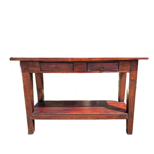 Donker Teakhouten Sidetable, Wandtafel, Console Afm. 120x40cm En 74cm Hoog 1
