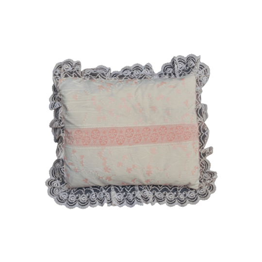 Wit Roze Kussen Kanten Rand 1