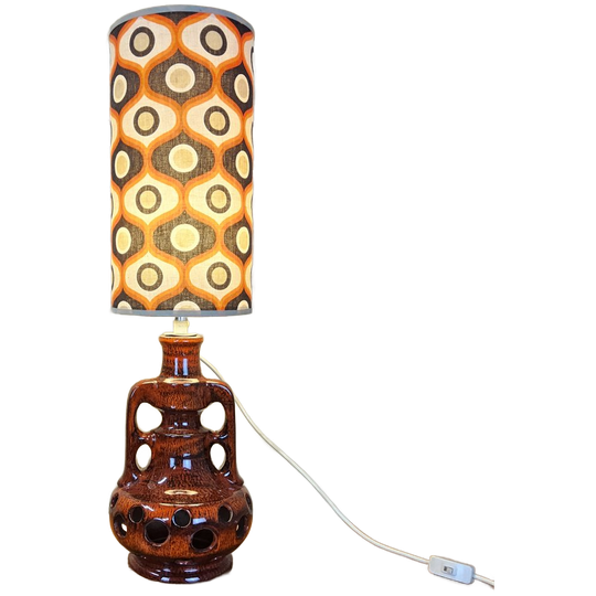 Vintage Keramieken Fat Lava Tafellamp (70s) Scheurich West Germany Lamp (jaren 70) Patroon Kap 1