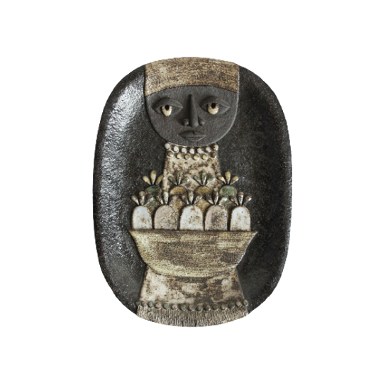Ceramic Nun Plate By Marie Henriette Bataille For Atelier Dour, Belgium, 1970s 1