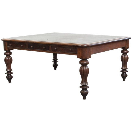 Grote, Unieke En Antieke Victoriaanse Engelse Eikenhouten Schrijftafel / Partner Desk 1