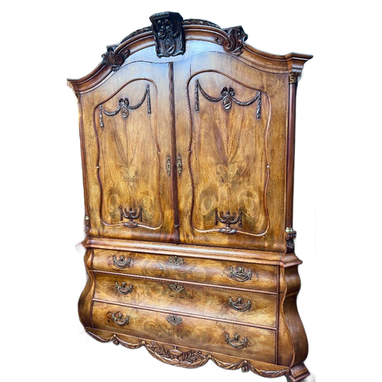 Antiek (+/- 1780) Dubbelgebogen Mahonie Kabinet, 243 Cm Hoog 1