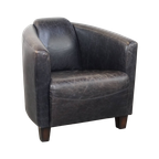 Zwarte Rundleren Aviator Fauteuil Met Een Strak Design En Een Leuke Vormgeving thumbnail 1