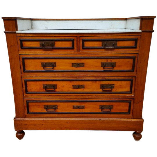 Vintage Antiek Dressoir Commode Ladekast Badkamermeubel Met Marmer Blad 608 1