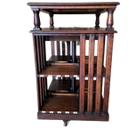 Antieke Grote Eiken Boekenmolen, 112 Cm Hoog, 67x67 Cm thumbnail 1