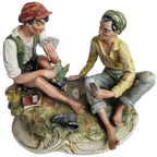 Italian Capodimonte "works Of Art" Figurine Young Men Playing Cards Sculpture Vintage thumbnail 1