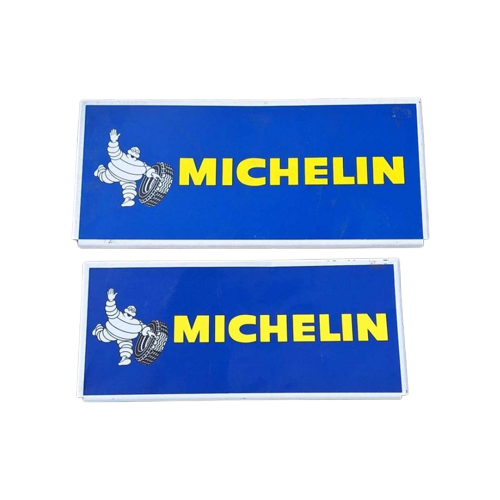 2 X Michelin Blikken Reclamebord, Reclamebordjes.