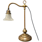 Staande Messing Piano Lamp Met Holophane Glazen Kapje thumbnail 1