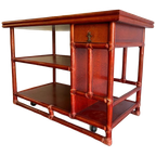 Vintage Koraalrode Sidetable Lyda Levi Voor Mcguire thumbnail 1