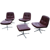 Vintage Fauteuils (3) Met Hocker (2)