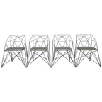4x Geometric Wire Frame Dining Chairs, Rare thumbnail 1