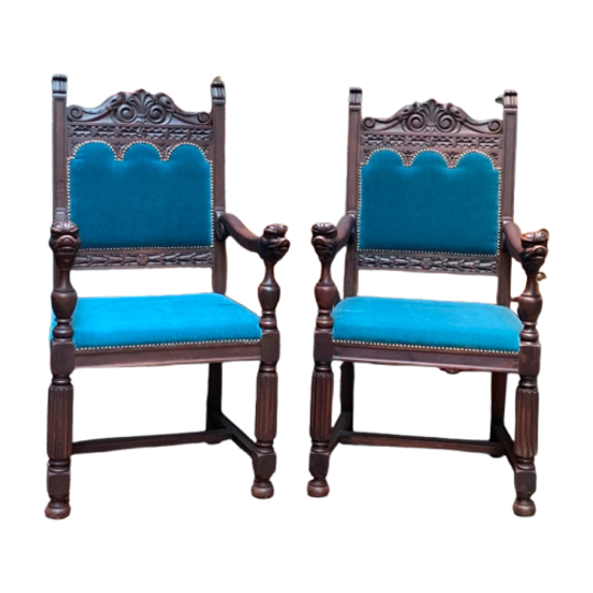 Paar Fauteuils In Renaissancestijl. 1