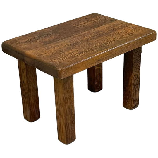 Brutalist Vintage Bijzettafel Massief Eiken 1