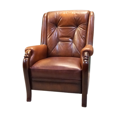 Elegante Vintage Leren Fauteuil Uit 1963