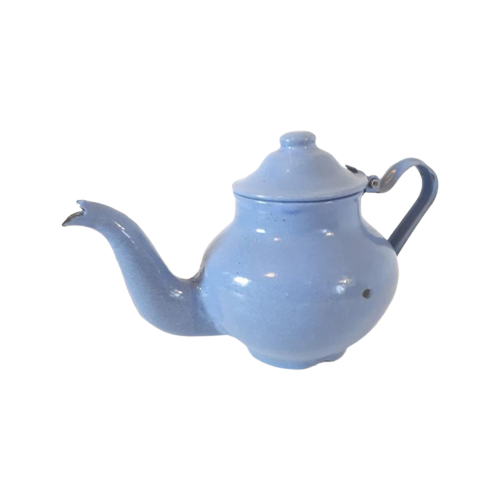 Antiek Lichtblauw Theepotje Koffie Pot Emaille
