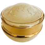 Art Deco Sieradendoosje Glas Goud Geel Patroon 1950’s thumbnail 1
