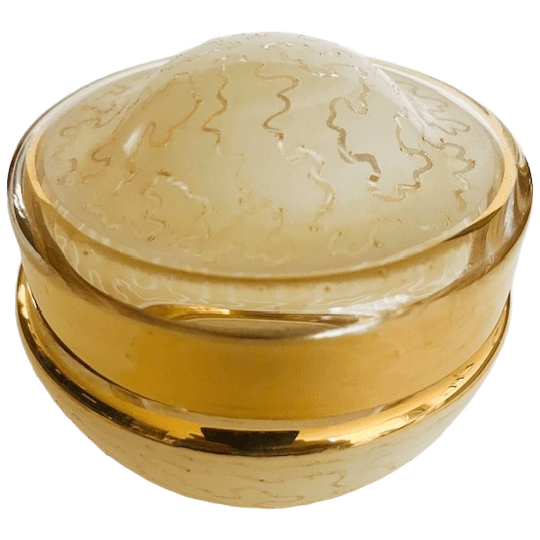 Art Deco Sieradendoosje Glas Goud Geel Patroon 1950’s 1