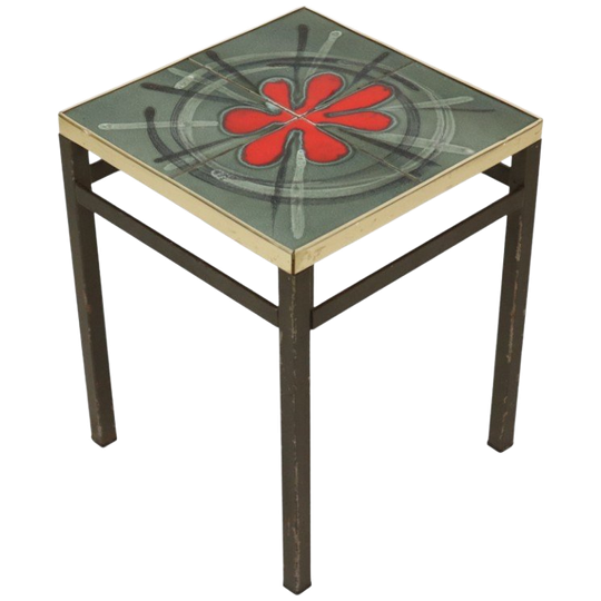 Vintage Vierkante Keramische Plantentafel Tegeltafel Sixties 1