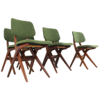 Set 6 Scissor Chairs Stoelen Attr Louis Van Teeffelen Vintage thumbnail 1