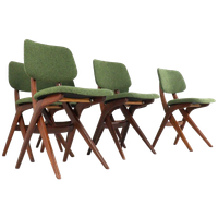 Set 6 Scissor Chairs Stoelen Attr Louis Van Teeffelen Vintage
