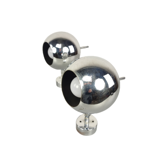Duo Vintage Chroom Eyeball Wandlampen 1