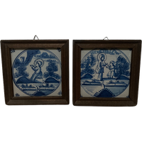 Set Van 2 Mooi Ingelijste Tegels, Makkum Prijs Per Set