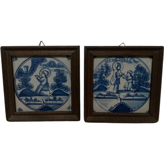 Set Van 2 Mooi Ingelijste Tegels, Makkum Prijs Per Set 1