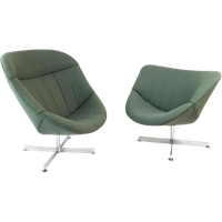 2 Rudolf Wolf Swivel Chair Modello Groen Ploegwool Fauteuils