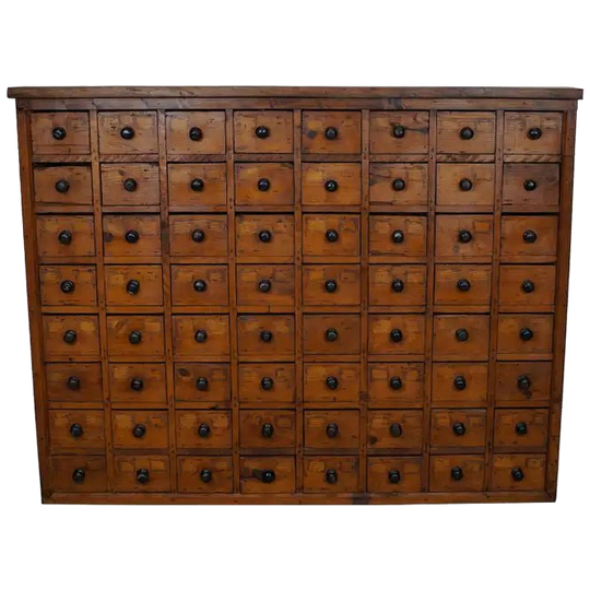 Dutch Industrial Pine Apothecary / Workshop Cabinet, Circa 1930s 1